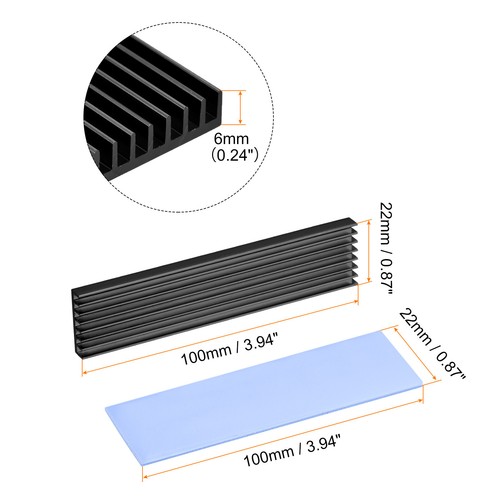 2 Pack M.2 22110 Nvme SSD Kühlkörper Kühler Legierung mit 1mm Pad 100x22x6mm - Bild 2 von 5