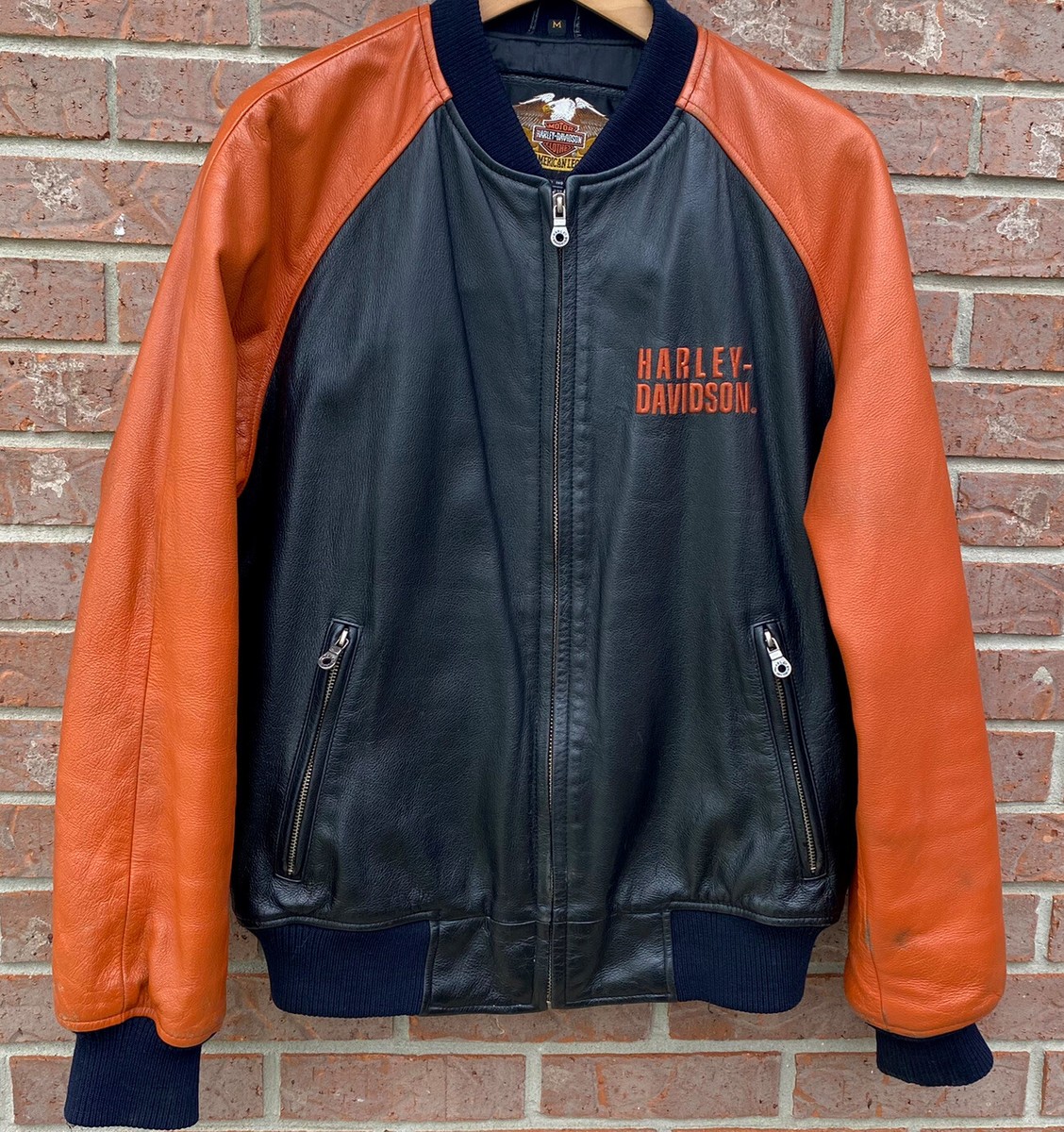 Vintage Harley Davidson Emblem Patch Leather Varsity Bomber Vintage Harley Davidson Emblem Patch Leather Varsity Bomber