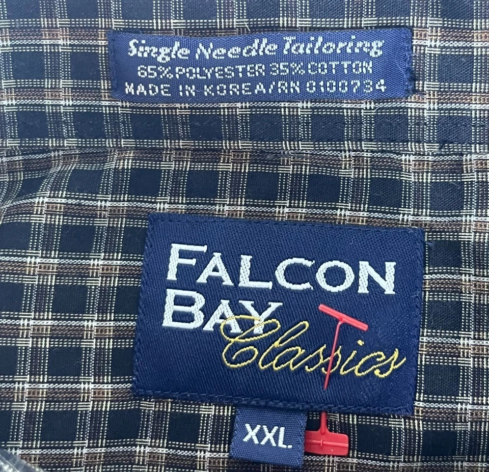 Camisa Top Falcon Bay Classics a Cuadros con Botones XXL Negra Tostada Manga Larga Foto 2 de 4