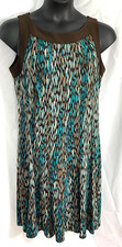 women's Perceptions  brown & blue dress size 16 stretch sleeveless