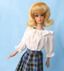 Barbie fashion HANDMADE vintage-look blouse peasant cotton WHITE 3/4-LONG-SLEEVE