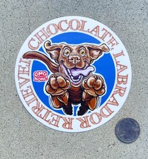 Playful Chocolate Labrador Retriever dog decal weatherproof sticker lab puppy