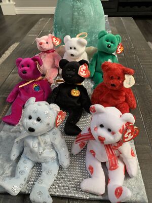 Ty Beanie Babies Lot ''The BEAR Essentials'' Collection of 8 - Vintage & Retired