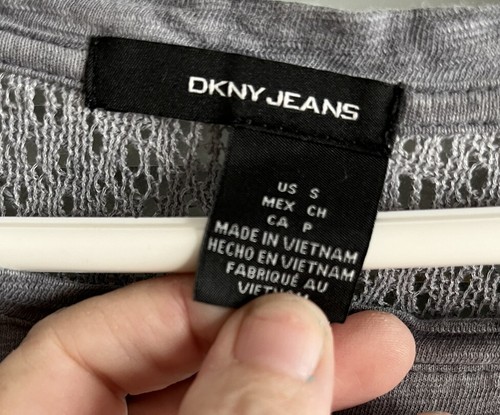 DKNY Jeans Top Sweatshirt Gray Lace Detail Super Soft Sz S NWOT Comfy Loose Fit - Picture 3 of 7