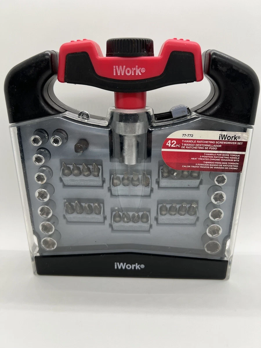 i Work 42 PC T Handle Ratcheting Screwdriver Set