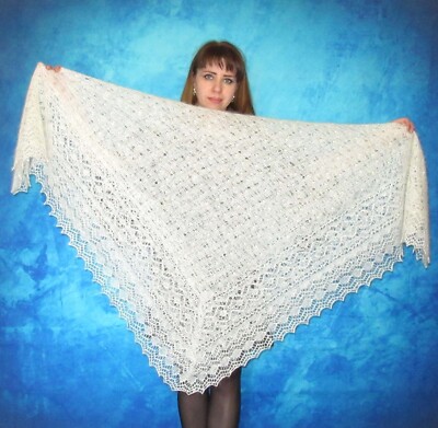 White warm thick Russian shawl, Orenburg wool wrap, Bridal stole, Kerchief,Scarf