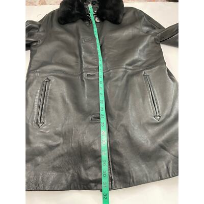 Vintage Neiman Marcus Leather Button Up Jacket Coat L Black