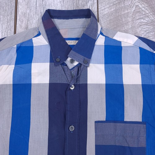Burberry Brit Shirt Mens Medium Blue Nova Check Plaid Button Long Sleeve Top - Picture 5 of 9