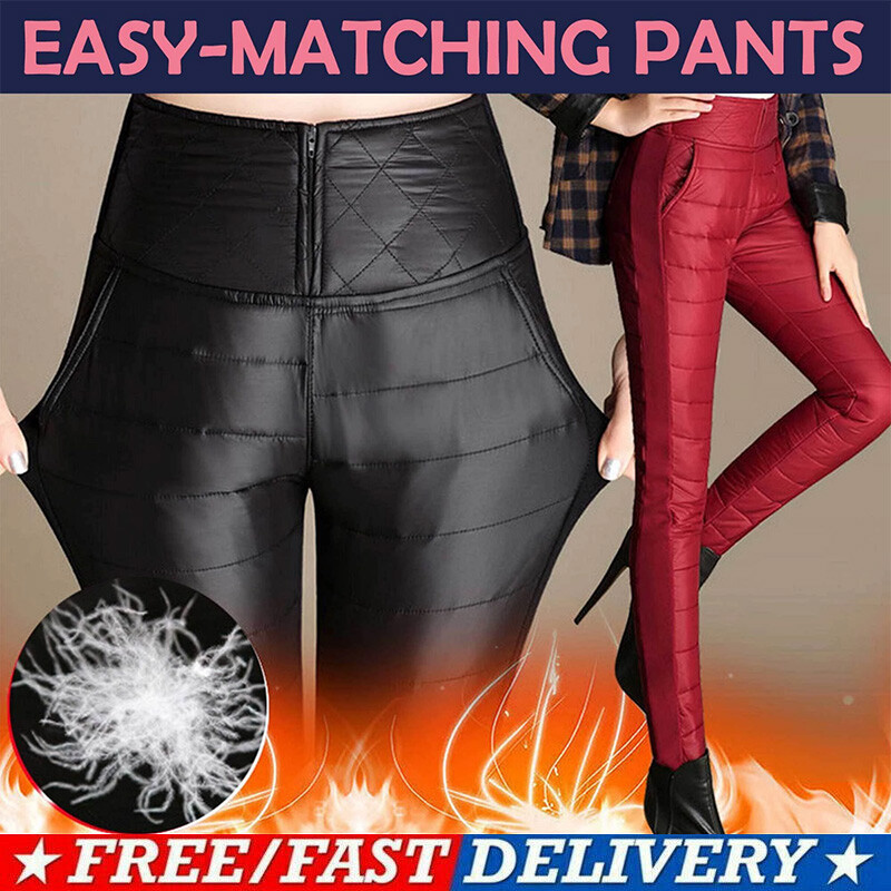 Winter Women Ladies Duck Down Pants Warm Thicken Wind-proof High Waist Trouser-