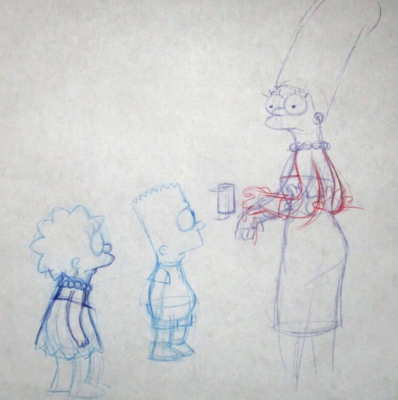 #ad 1990#x27;s SIMPSONS FOX Walt Disney ORIGINAL PRODUCTION cel LAYOUT DRAWING Bart $135.00
