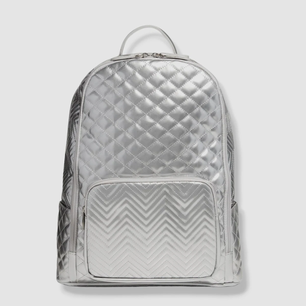 $70 Bari Lynn Girls Silver Quilted Chevron Backpack Bag School Shoulder  Bookbag | eBay