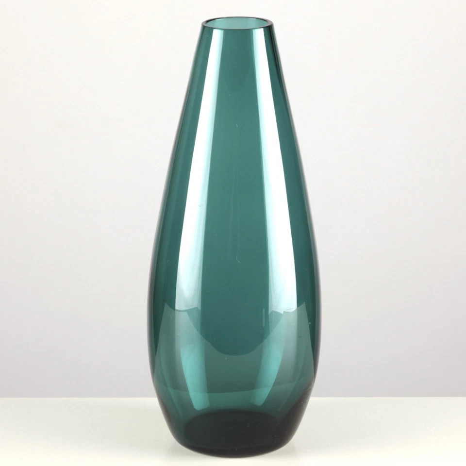 Glas Vase petrol grün 20,5 cm Vintage Second Hand Glasvase ~ 50er 60er
