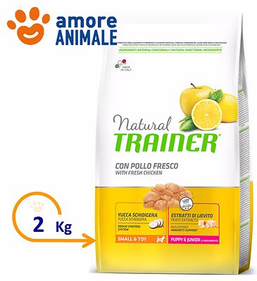 Trainer Natural Puppy Junior Mini 2 KG Huhn für Hunde Größe Kleine Kroketten
