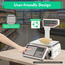 Commercial Digital Food Price Computing Scale 66lbs with Dual Label Printer Fast