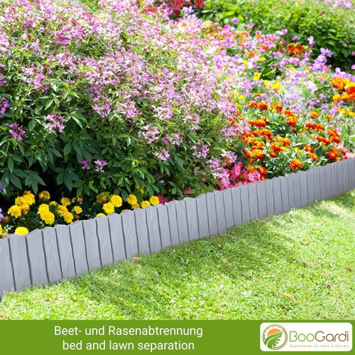 Borde de césped aspecto madera cama borde enchufe jardín valla empalizada PVC - Imagen 43 de 60
