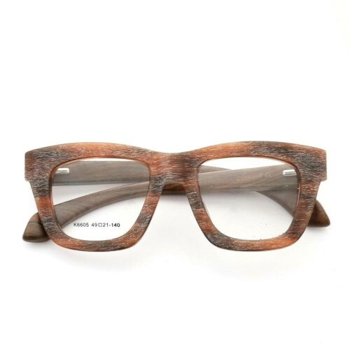 Mens Womens Vintage Wood Eyeglass Frames Thick Oversized Square Glasses Wooden - Picture 9 of 14