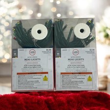 Christmas Miniature String Of Indoor 50 Colored Lights Led 13.2 ft. Set of 2 NEW