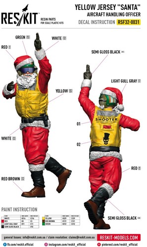 Yellow jersey Santa Aircraft Handling Officer 1 pcs Scale 1:32 ResKit RSF32-0031 - Picture 3 of 3