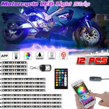 12Pcs Motorcycle LED Light Kit Strips APP/RF Wireless Under glow Lights