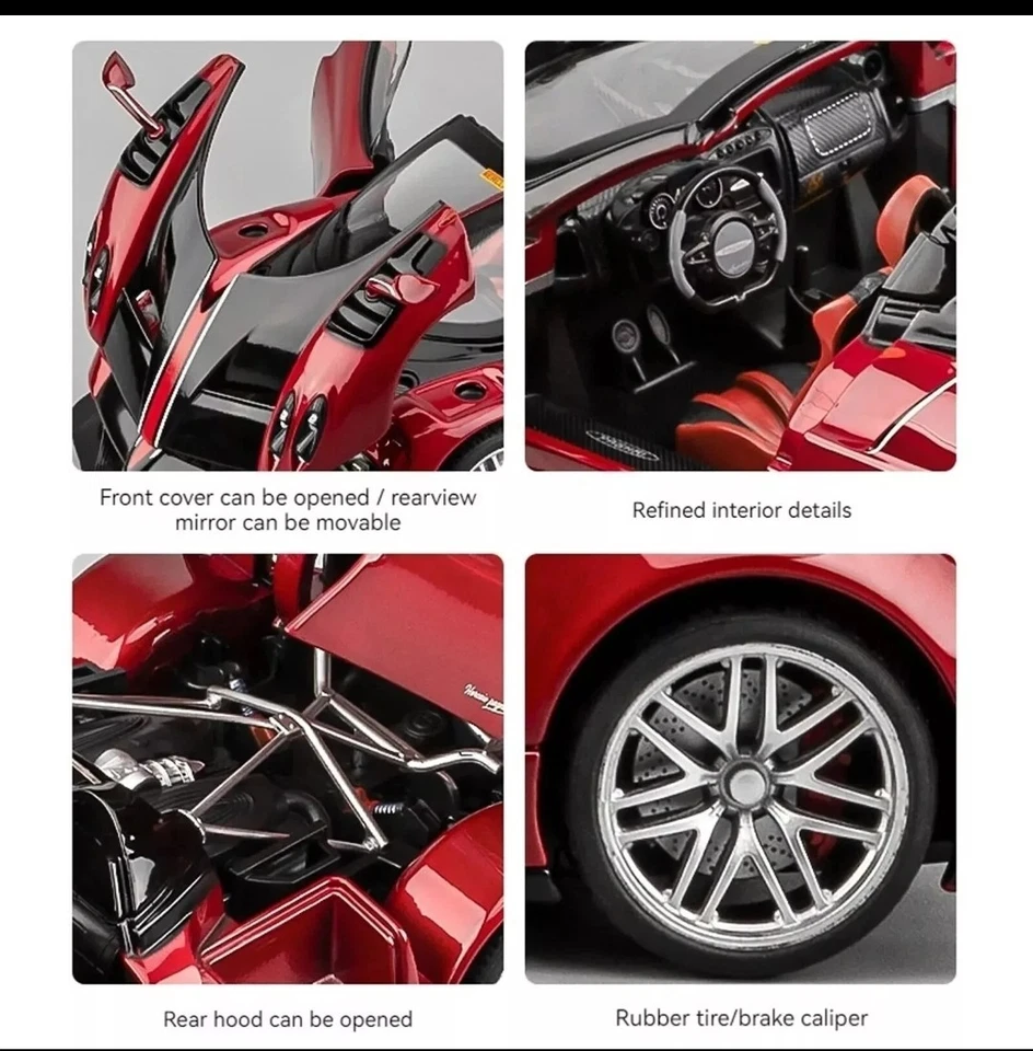 Pagani Huayra Roadster Rossa "20" 1:18 Modellino Auto Metallo Tutto Apribile - Immagine 4 di 4