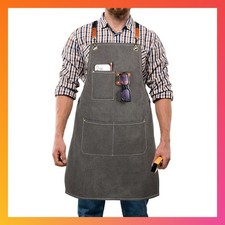 Heavy Duty Canvas Tool Apron Multi Pocket Work Vest For Woodworking Shop