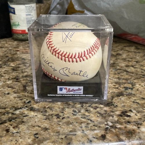 Mickey Mantle Autographed Original Baseballs in Display Cases Lot of 2