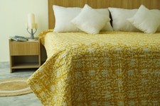 Hand Block Print Cotton Kantha Quilt Indian Bedding Bedspread Throw Blanket