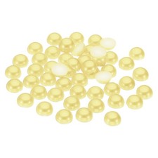 150Pcs Flatback Pearls Beads, 14mm Flatback Pearls, Yellow