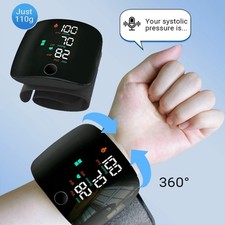 Rechargeable LED Blood Pressure Monitor Wrist Voice Broadcast Heart Rate Machine