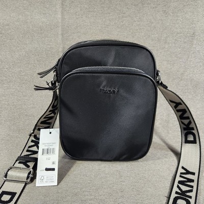 DKNY Gigi Double Zip Nylon Crossbody Flight Bag Black MSRP:$148 NEW W/TAGS