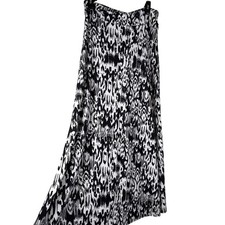 LDLA Womens Black White Ikat Abstract Print Maxi Skirt Size M Made in USA Boho