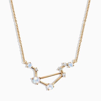 Moon Magic Jewelry Moonstone Libra Zodiac Constellation Necklace 18kt Gold NWT