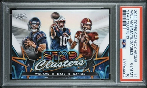 2024 Topps Cosmic Chrome Drake Maye Williams Daniels Star Clusters Rookie PSA 10