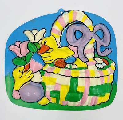 Vintage Easter Vacuform Decoration Basket with Eggs and Chicks