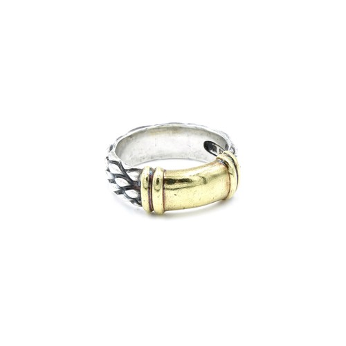 David Yurman Twist Cable Band Sterling Silver & 14k Gold Size 9 Ring #S2664-5 - Picture 3 of 7