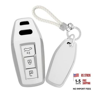 TPU Key Fob Cover Fit for Audi 2025 A5 A5L A6 A6L Q6L Q6 RS Long Keychain-white