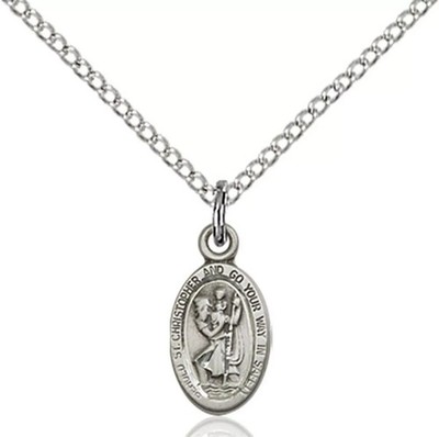 Sterling Silver Saint Christopher Catholic Medal Pendant Necklace 18'' Chain Gift