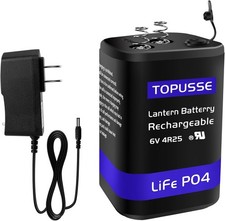 Rechargeable 6 Volt 4.5AH LiFePO4 Lantern Battery with Charger 1500 Cycles, 6V