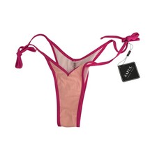 Zaful Bikini Bottom Women's Small Pink Ribbed Tie V Cut Solid String NWT