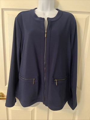 New  Women s Attitudes Navy Blue  Sweater- Zip Up sweater Jacket.  Size large 