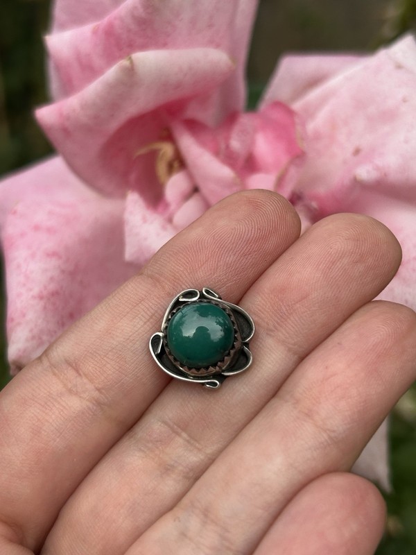 Vintage Native American Southwestern Sterling Turquoise? Jade? Stone Pin/tie Pin