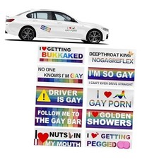 10 PCS Car Funny LGBT Stickers, Waterproof Pride Bumper Stickers, Rainbow