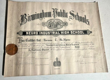 1925 Vintage Industrial High School Birmingham Alabama Diploma Black Americana