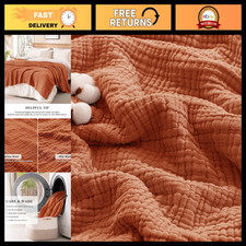 100 Cotton 6-Layer Muslin Blanket Queen Size - Soft, Cozy, Burnt Orange Color