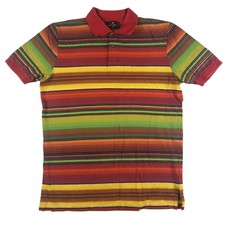 Etro Polo Shirt Mens Medium Multicolor Stripe 100 Cotton Made In Italy