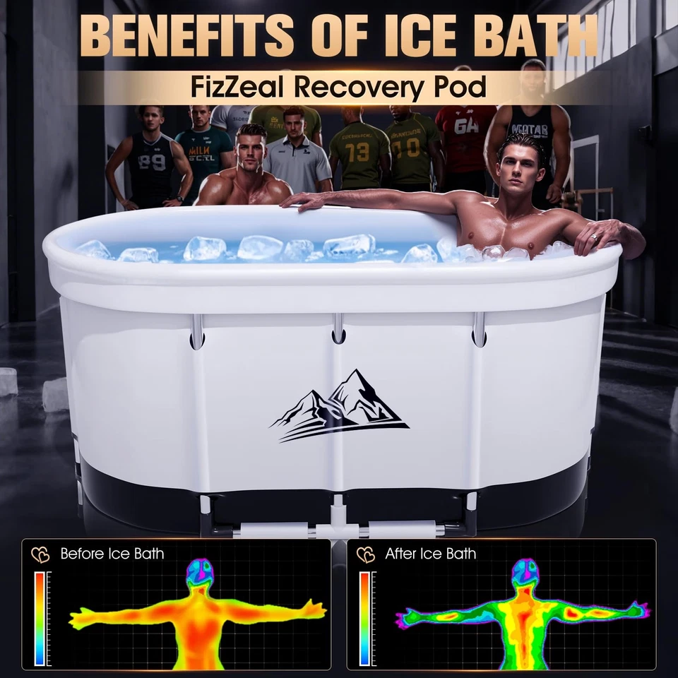 XL 130 galones bañera de hielo para inmersión en frío, 2025 grandes bañeras de hielo ovaladas para atletas... Foto 2 de 4