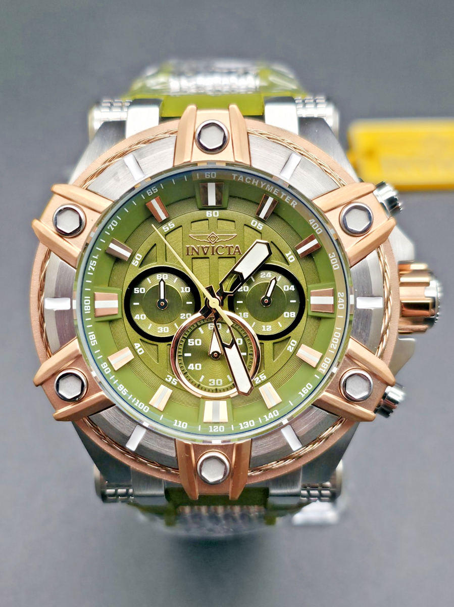 オウシンウ Invicta Bolt Surge Men's Watch - 52mm, Olive Green, Steel (49809