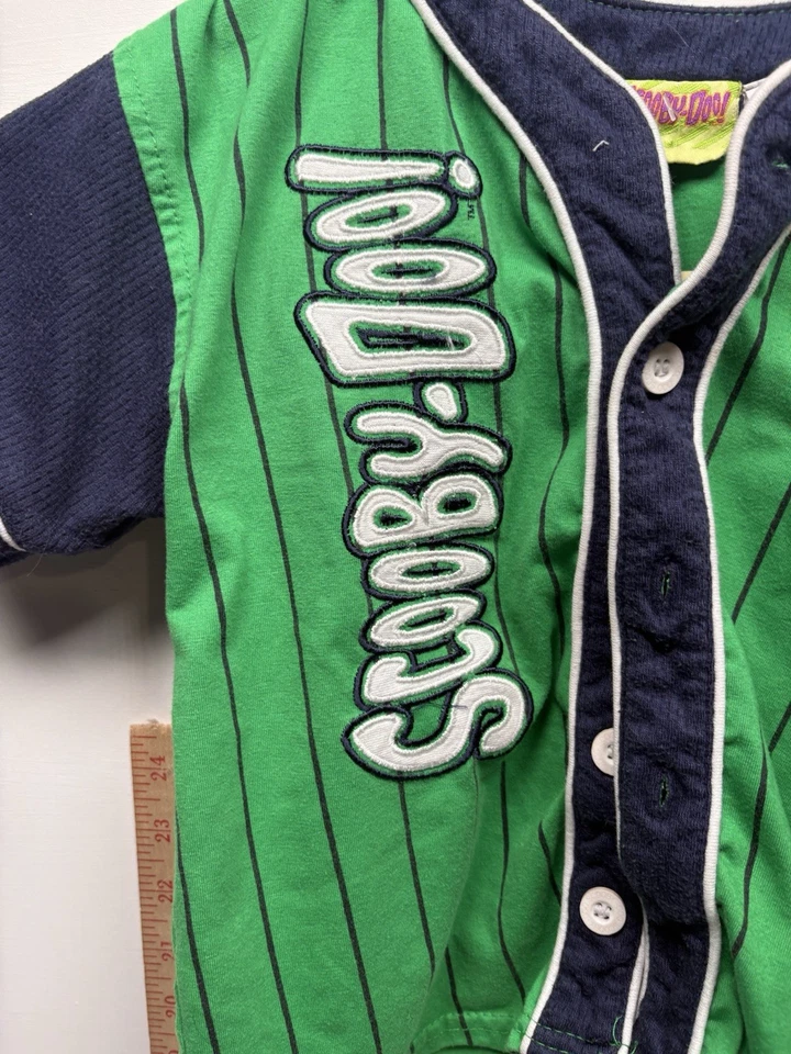 Camiseta de béisbol vintage Scooby-Doo abotonada de plástico parcheada bordada - 4T Foto 3 de 4