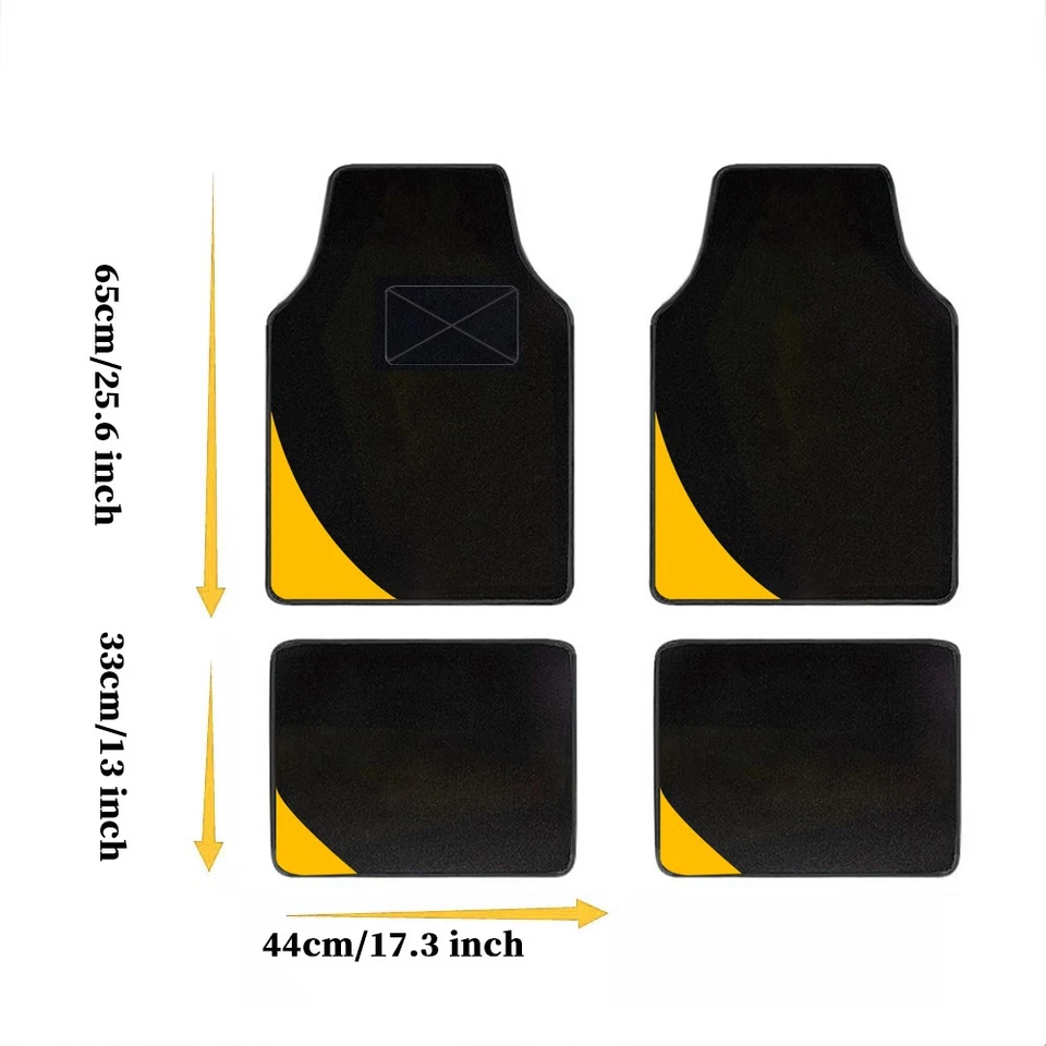 For Volvo Car Floor Mats Front+Rear Liner Carpet Type B8 Black Yellow 4Psc - Изображение 2 из 4