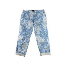 Talbots Relaxed Chino Pants Blue White Floral Print Women's Size 8